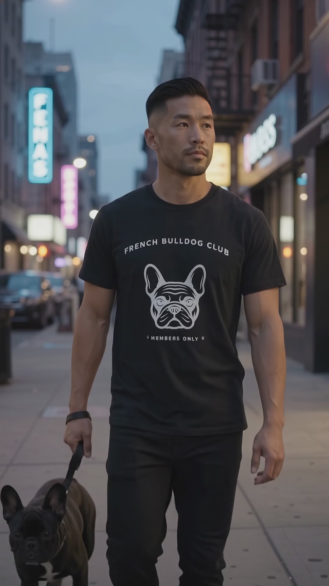 French Bulldog Outline Tee — Black Edition
